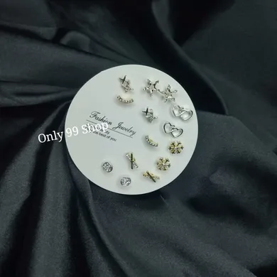 Korean Small Geometric Earrings Set