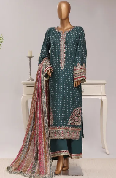 Pakistani Original Sadabahar Regal Festive Stitched 3Pcs  _ Green 