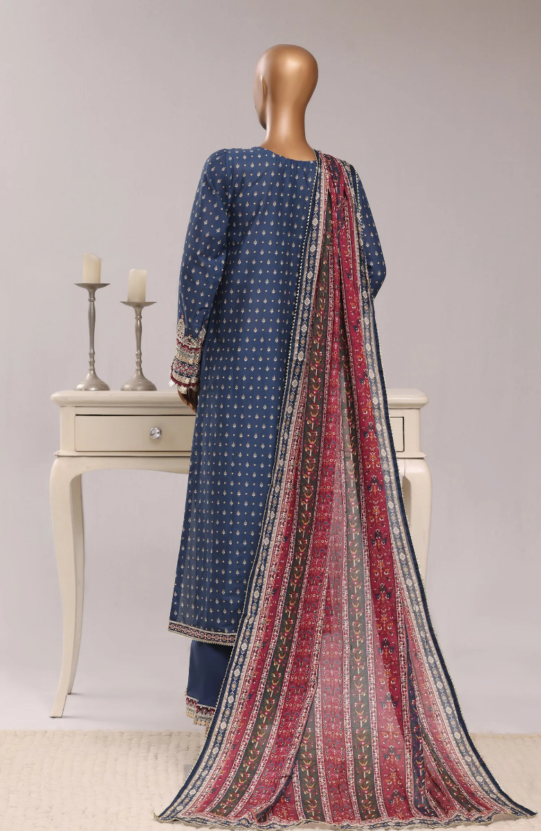 Pakistani Original Sadabahar Regal Festive Stitched 3Pcs _ Blue 