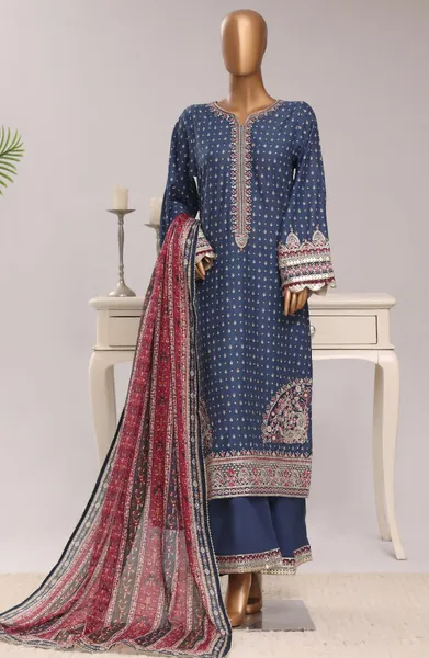 Pakistani Original Sadabahar Regal Festive Stitched 3Pcs _ Blue 