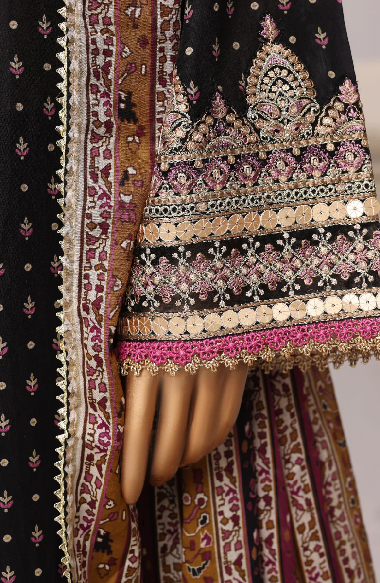 Pakistani Original Sadabahar Regal Festive Stitched 3Pcs _ Black