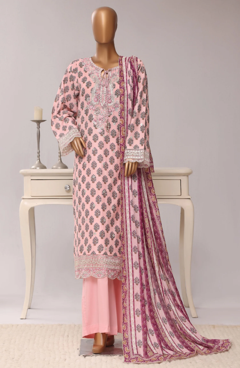 Pakistani Original Sadabahar Regal Festive Stitched 3Pcs _ Pink 