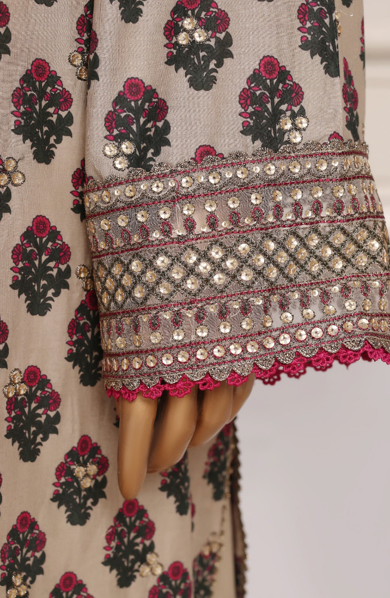 Pakistani Original Sadabahar Regal Festive Stitched 3Pcs _ Golden Beige 