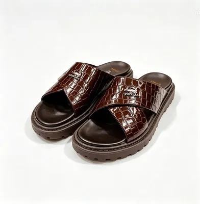 Men's Croc-Embossed Cross Strap Slide Sandal | Premium Casual Footwear Bangladesh