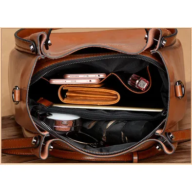 Genuine Leather Tote Bag for Women | Oil-Waxed Cowhide Shoulder Bag