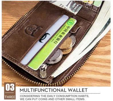Genuine Leather Zipper Wallet