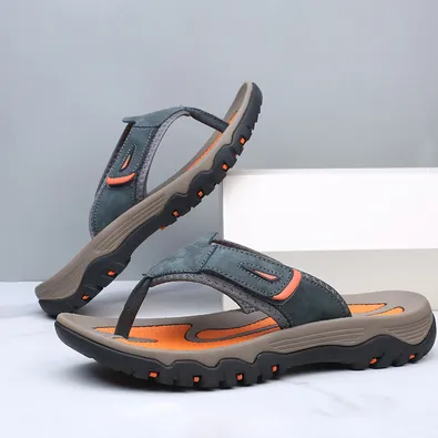 CROSS-BORDER DOCK LAYER COWHIDE MEN'S SANDAL 7222 GyBl