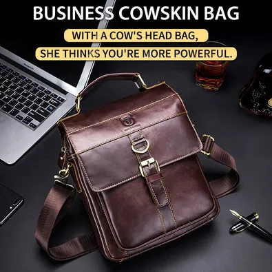 RETRO  GENUINE LEATHER BUSINESS PORTABLE BAG BC0302CF