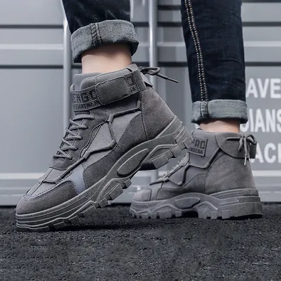 BRITISH STYLE NON-SLIP HIGH-TOP BOOT 9696GY
