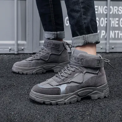 BRITISH STYLE NON-SLIP HIGH-TOP BOOT 9696GY