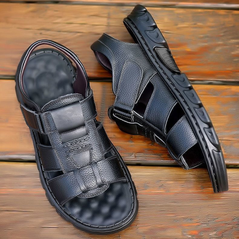 TOP-GRAIN COWHIDE NON-SLIP SLIPPERS 5123B 