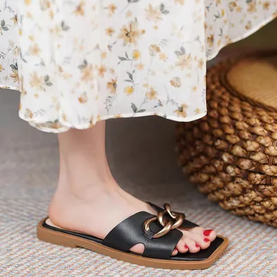 GENUINE LEATHER OUTERWEAR FLAT WOMEN'S  SANDALS GB-5854