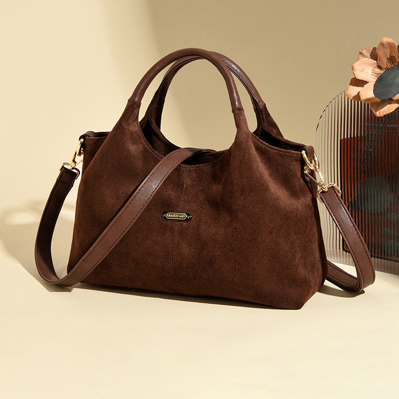 RETRO STYLE SUEDE LEATHER WOMEN'S HANDBAG GB-6300CfBr