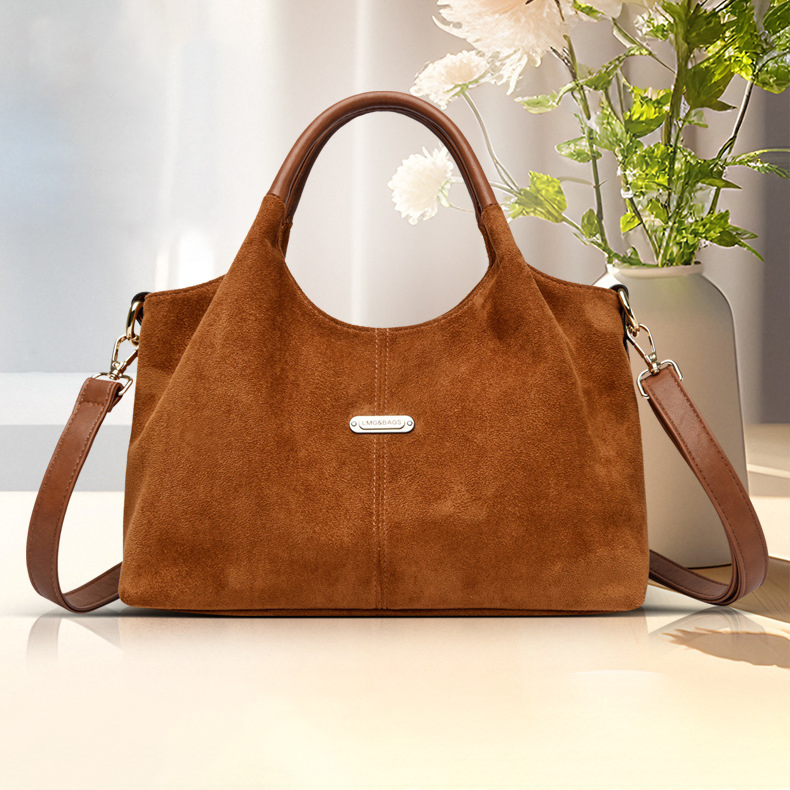 RETRO STYLE SUEDE LEATHER WOMEN'S HANDBAG GB-6300YLBr