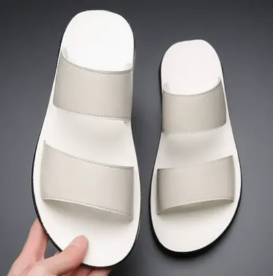 New Fashion Trendy Men's Leather Slides Sandals 