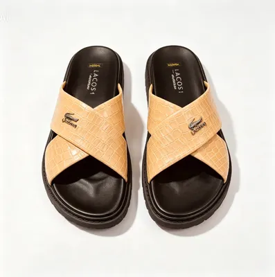 Men's Croc-Embossed Cross Strap Slide Sandal | Premium Casual Footwear Bangladesh