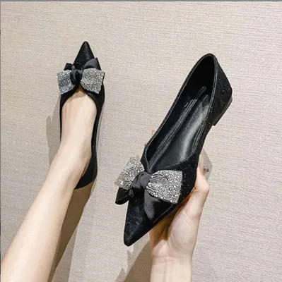 New Wedding Soft-soled Flat Bow Shoe.