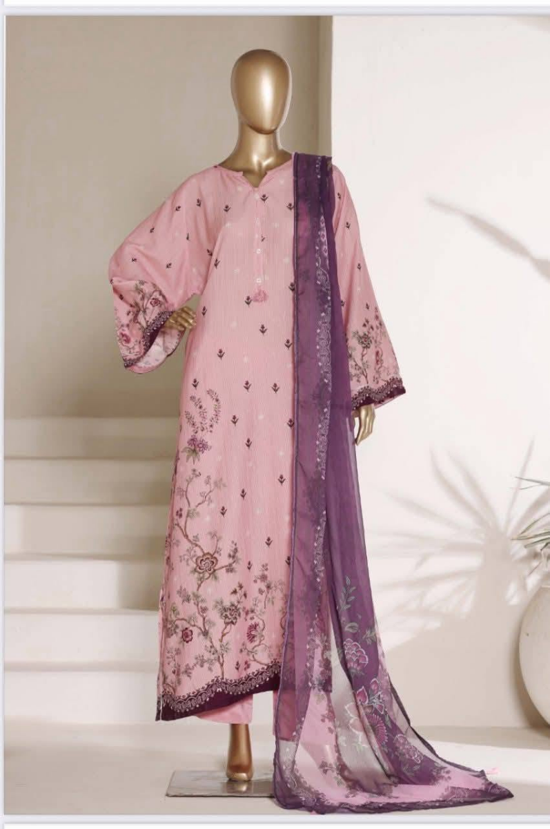 Pakistani Original Sadabahar Kaftaan 3Pcs_ Pink