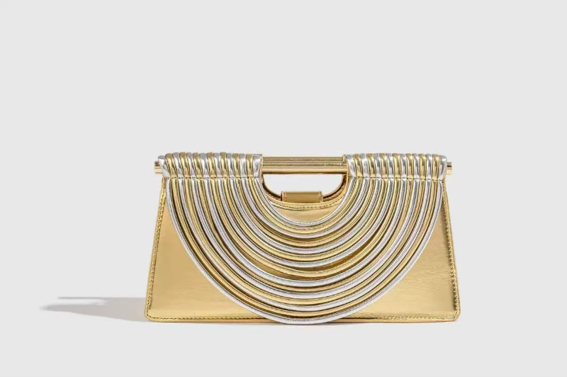 Sculptural Concentric-Arc Envelope Clutch Collection