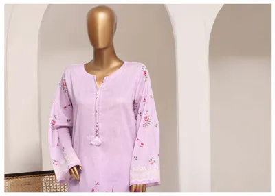 Pakistani Original Sadabahar Printed Lawn Stitched 3Pcs _ Light Purple 