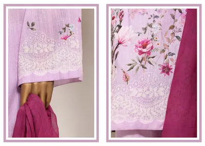 Pakistani Original Sadabahar Printed Lawn Stitched 3Pcs _ Light Purple 