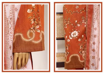 Pakistani Original Sadabahar Printed Lawn Stitched 3Pcs _ Rust 