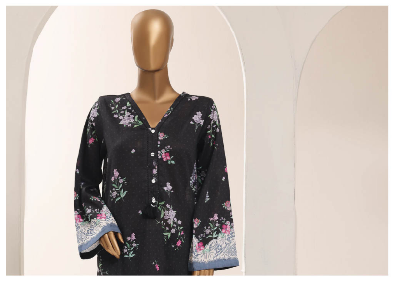 Pakistani Original Sadabahar Printed Lawn Stitched 3Pcs _ Black