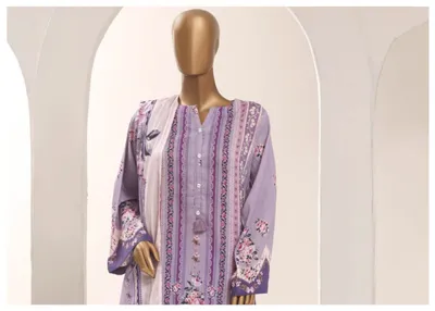 Pakistani Original Sadabahar Printed Lawn Stitched 3Pcs _ Purple