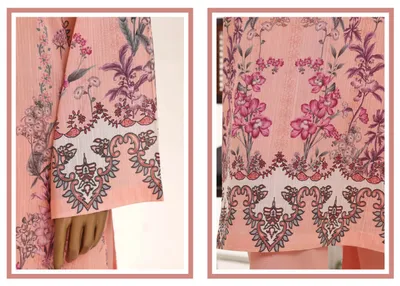 Pakistani Original Sadabahar Printed Lawn Stitched 3Pcs _ Peachy Pink