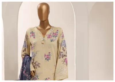 Pakistani Original Sadabahar Printed Lawn Stitched 3Pcs _ Yellow