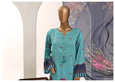 Pakistani Original Sadabahar Printed Lawn Stitched 3Pcs _ Sea Green