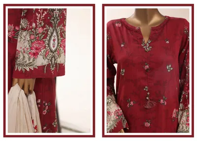 Pakistani Original Sadabahar Printed Lawn Stitched 3Pcs _ Maroon_