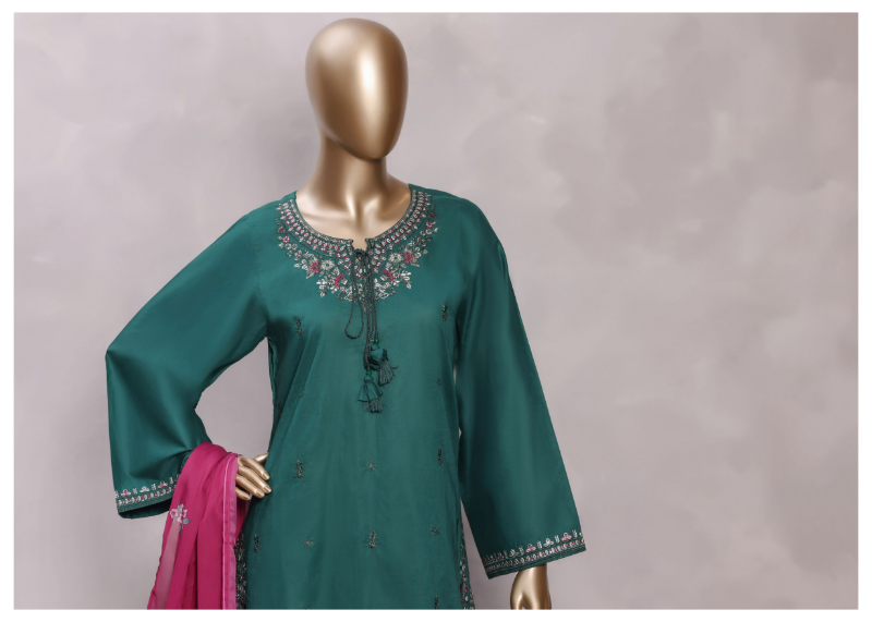 Pakistani Original Sadabahar Eclair Embroidered Lawn Stitched 3 Piece Suit _ Green