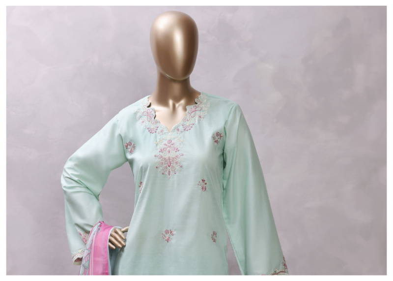 Pakistani Original Sadabahar Eclair Embroidered Lawn Stitched 3 Piece Suit _ Mint