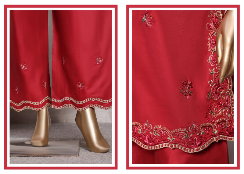 Pakistani Original Sadabahar Eclair Embroidered Lawn Stitched 3 Piece Suit _ Maroon 