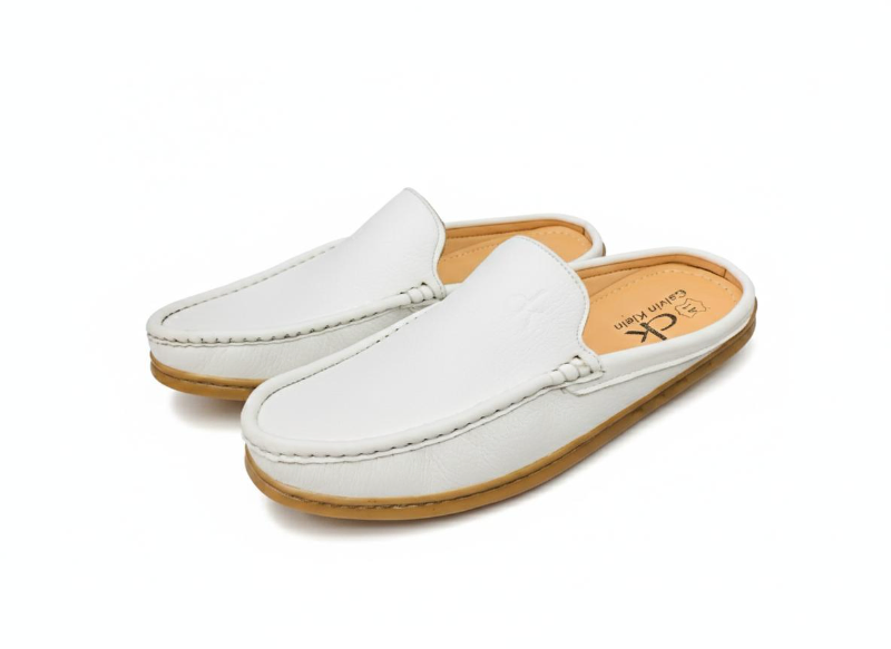 White Khussa Sandals Handcrafted Leather with Floral Cut-Outs 