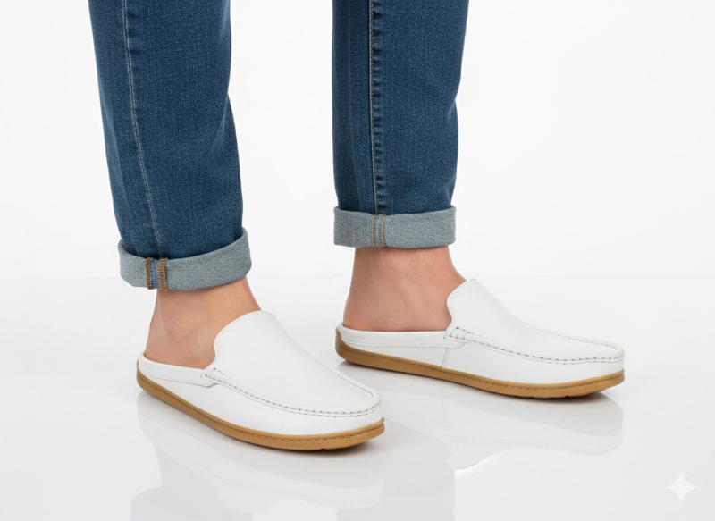 White Khussa Sandals Handcrafted Leather with Floral Cut-Outs 