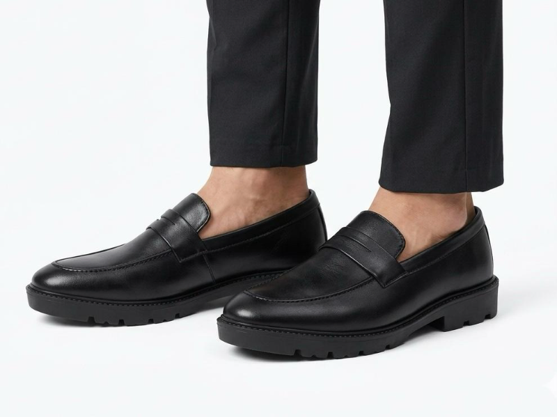 Dark Brown Croc-Pattern Loafers — Premium Leather Finish 