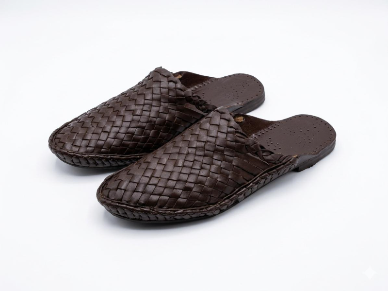 Black Woven Leather Huarache Sandals  Handmade