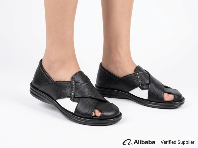 Men Pure Leather sandals Velcro Closed-Toe Sandals — Everyday Comfort