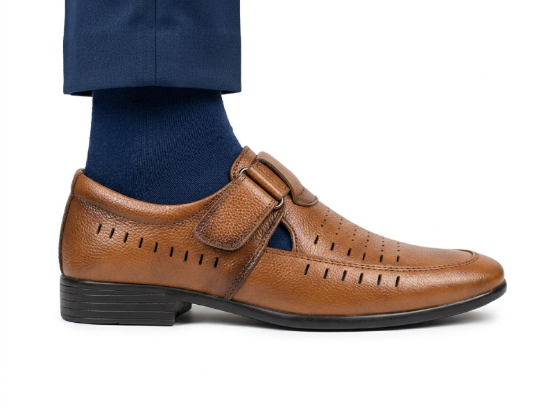 Men’s Brown Leather Fisherman Sandals – Adjustable Comfort