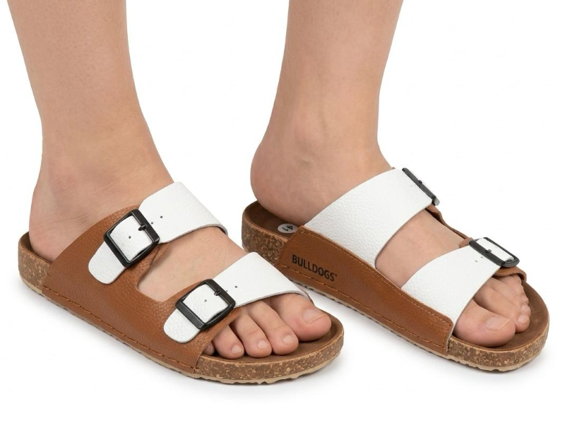 Two-Tone Buckle Sandals — Cork Sole Comfort |
