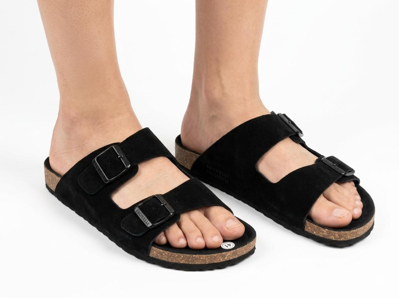 Two-Tone Buckle Sandals — Cork Sole Comfort |