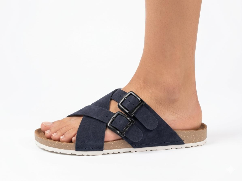 Men Buckle Sandals Cork Sole Comfort