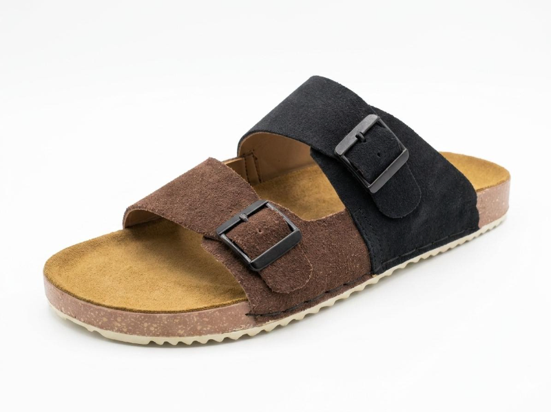 Men's Double-Strap Cork Footbed Sandals – Suede & Leather, 4 Colorways 