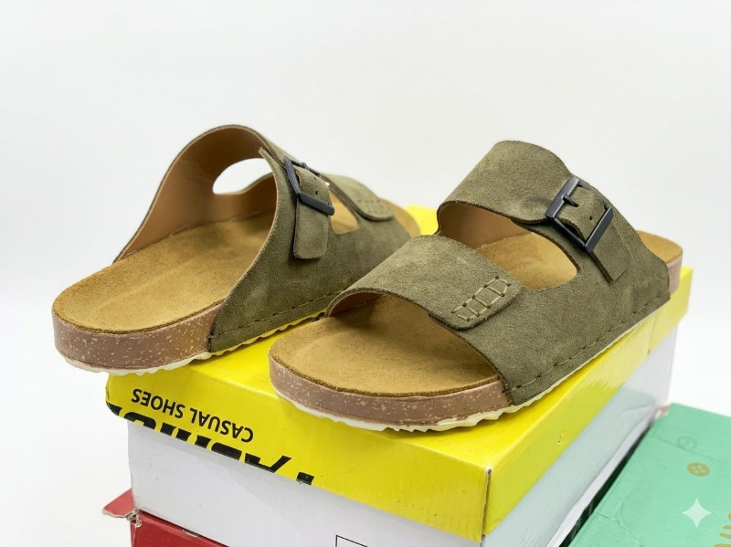 Men's Double-Strap Cork Footbed Sandals – Suede & Leather, 4 Colorways 