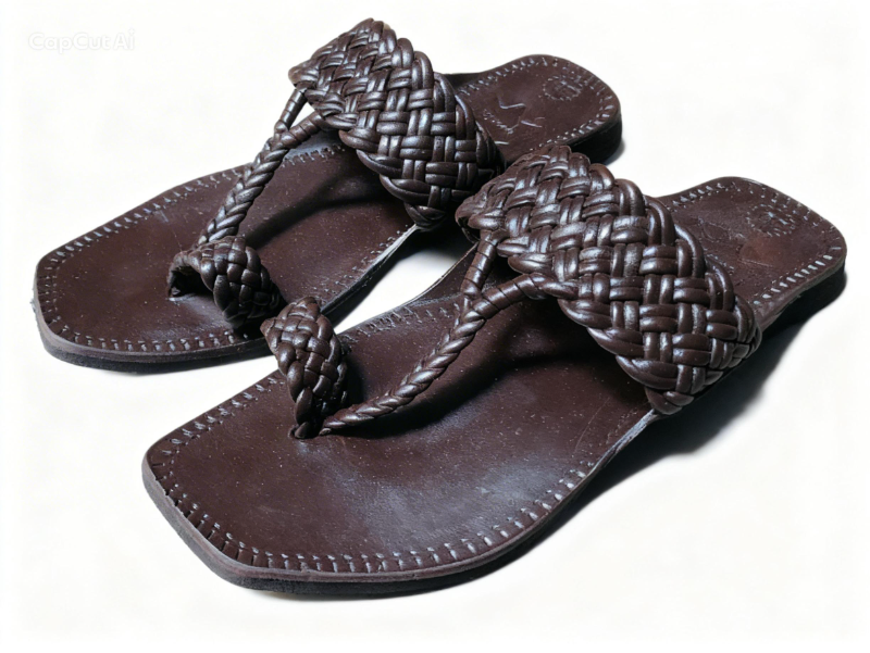 Black Kolhapuri Chappals Handcrafted Leather Sandals 