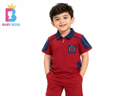 Baby Boss Boys Red & Navy Polo T-Shirt