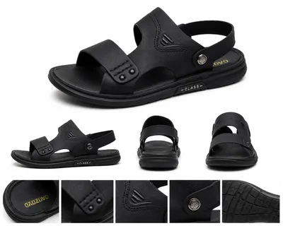 Men's Black Open-Toe Sport Sandal with Back Strap | Lightweight Daily Wear Footwear
