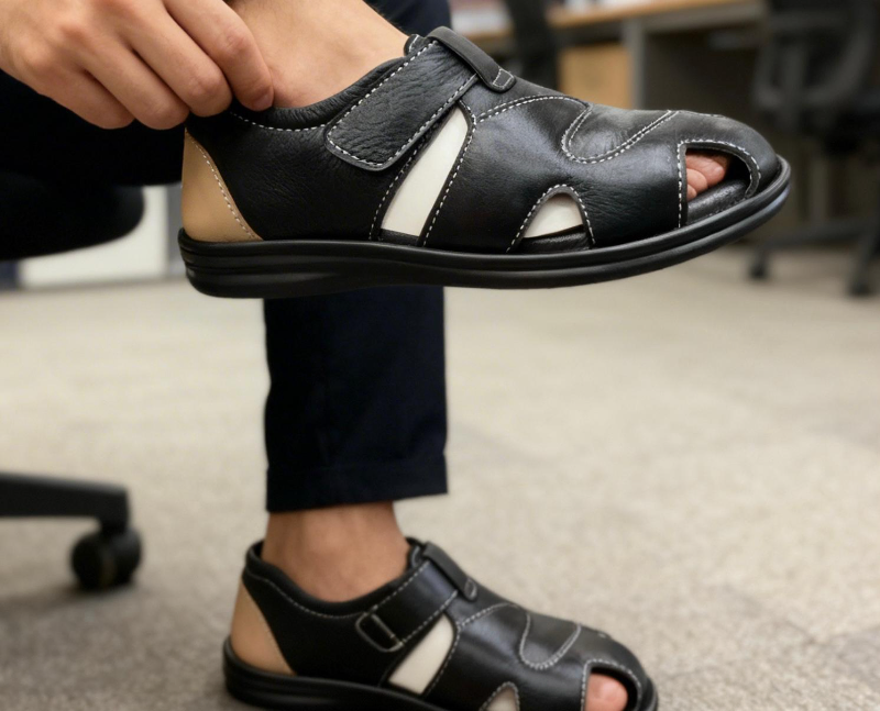 Brown Velcro Closed-Toe Sandals — Everyday Comfort 